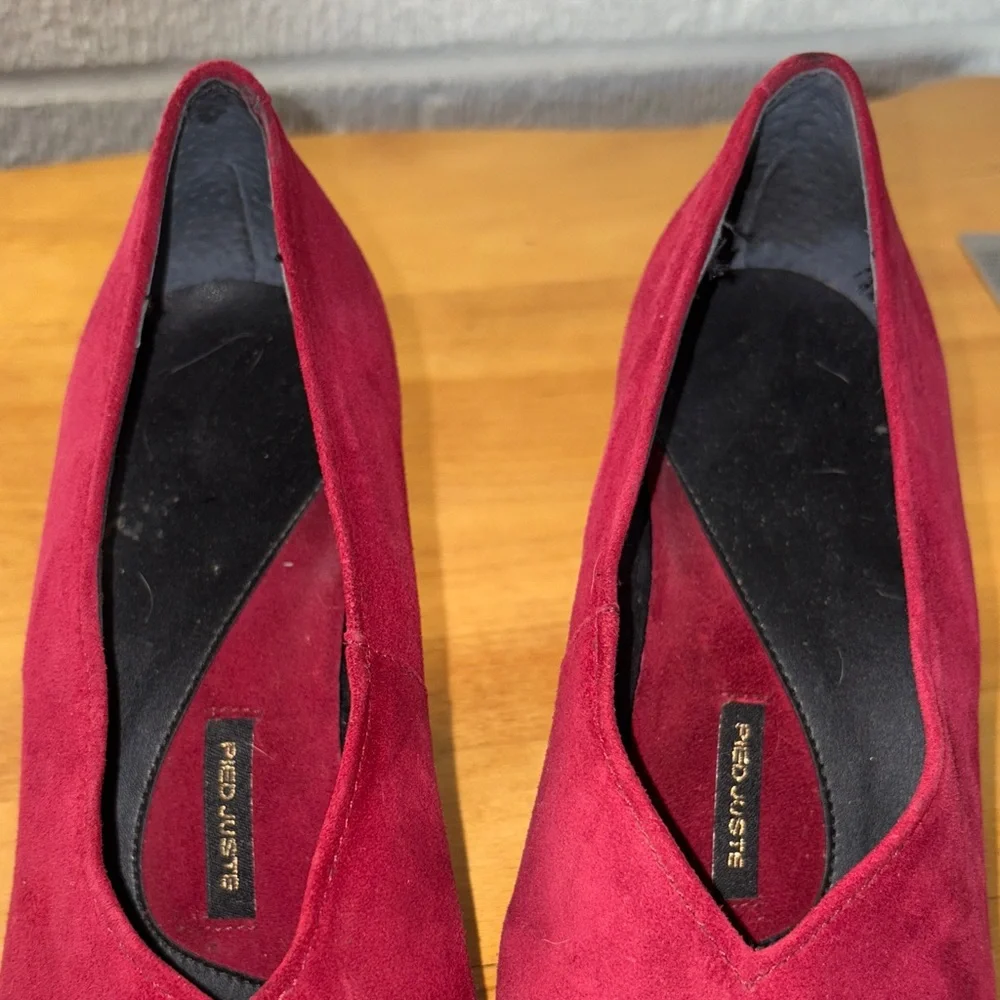 Pied Juste x Anthropologie Burgundy Dark Red Suede Wedge Heels EU Size 37
